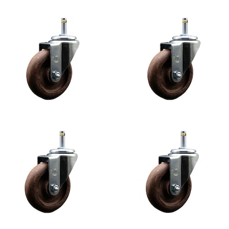 Service Caster 4 High Temp Glass Filled Nylon Wheel Swivel 7/16'' Grip Ring Stem Caster Set, 4PK SCC-GR20S414-GFNSHT-716138-4